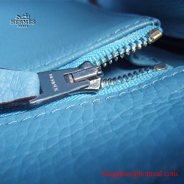 Hermes Kelly 32cm Togo Leather Bag Light Blue 6108 Silver Hardware